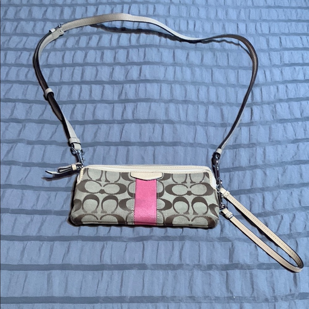 Coach Signature WRISTLET - Brown and Pink